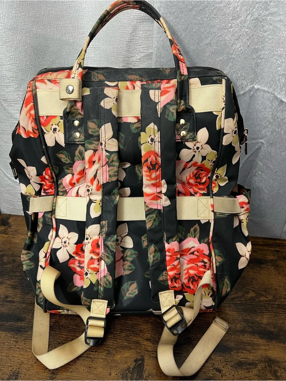 Black Floral Tote Bag